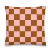 Check Pattern Pink & Brown Geometric Decorative Throw Pillow Cushion, Pillow, $ 64.50, A Moment Of Now™